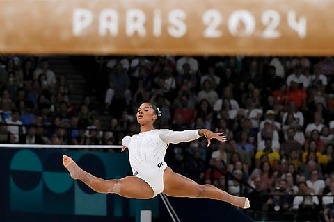 Jordan Chiles competes during the women's artistic gymnastics individual floor finals
